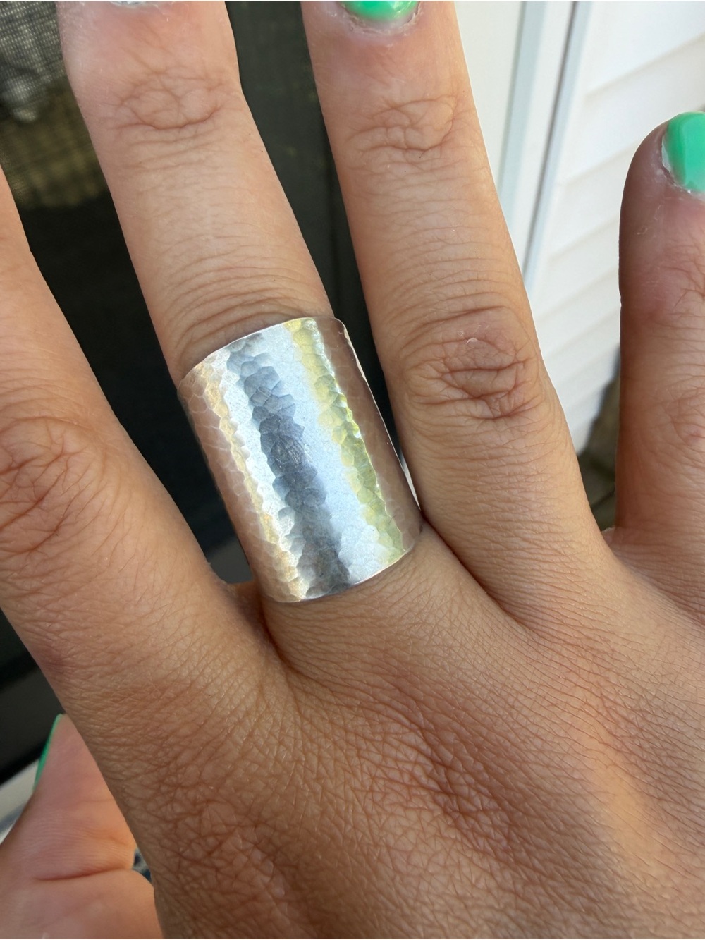 James Michelle Hammered Silver Cuff Ring - Picture 2 of 3